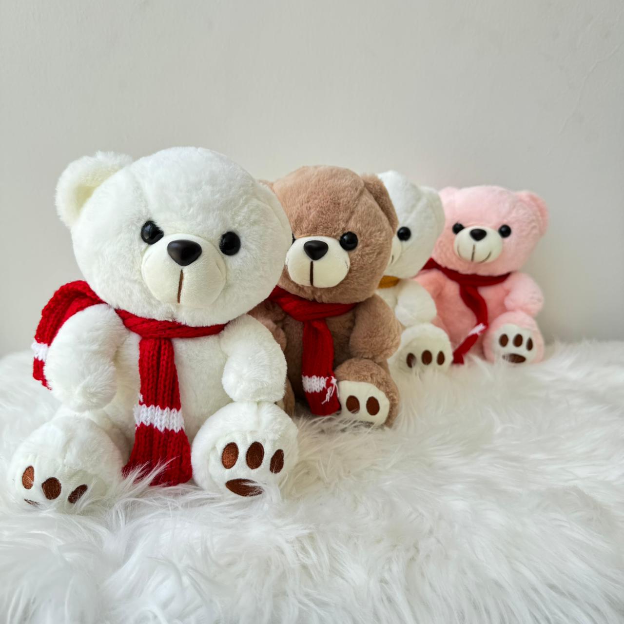 Cutest Muffler Teddy Bear Plush Toy for Kids | 25cm (Random Color)
