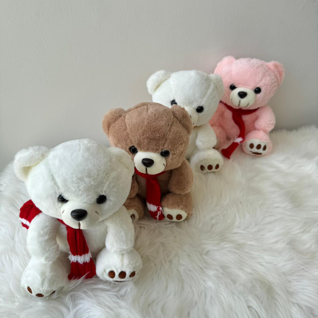 Cutest Muffler Teddy Bear Plush Toy for Kids | 25cm (Random Color)