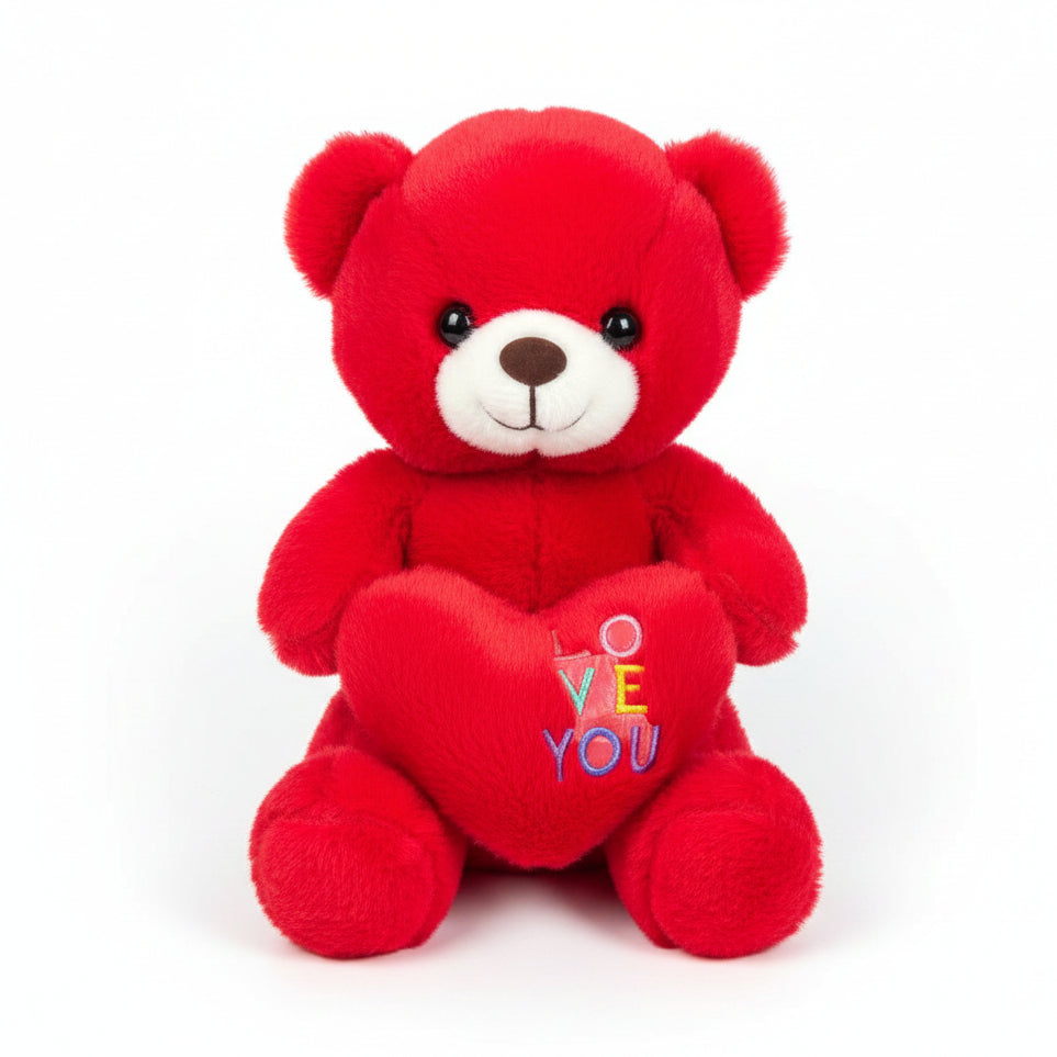 Cute Teddy Bear Plush Toy with Heart (30cm | Random Color)