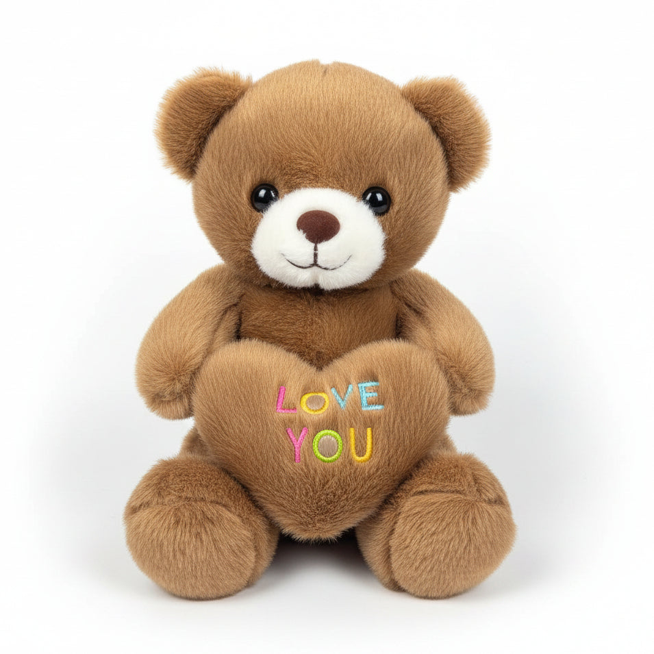 Cute Teddy Bear Plush Toy with Heart (30cm | Random Color)