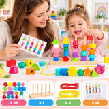 Montessori Wooden Beads Sequencing & Shape Matching For Kids (2025-24)