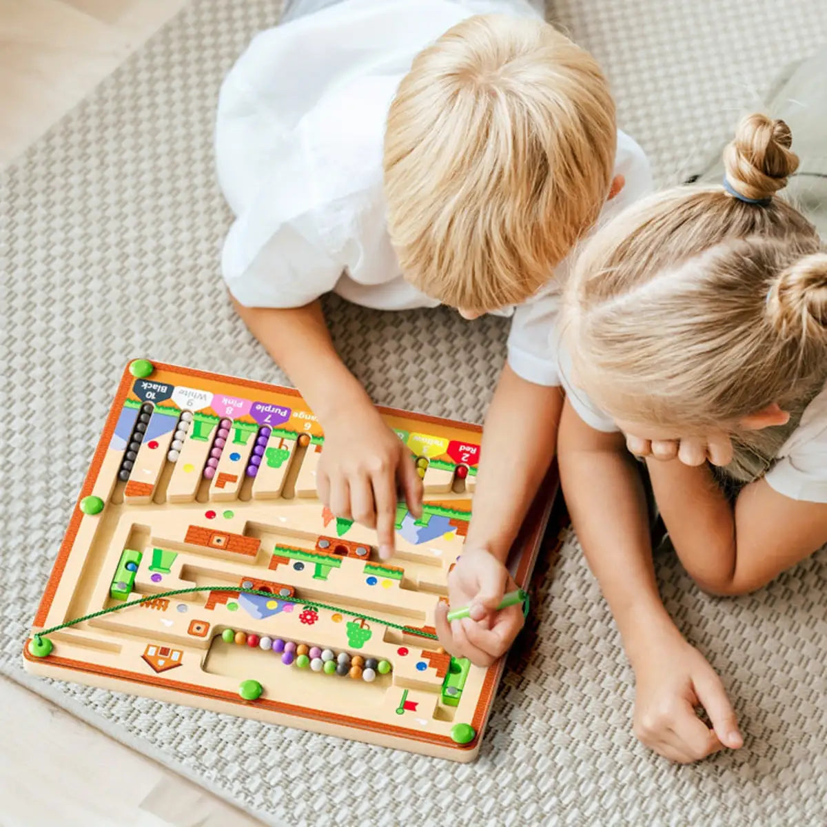 Wooden Magnetic Maze Beads Board Educational Learning Toy for Kids
