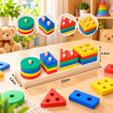 Wooden Geometric Shape Blocks For Kids - 4 Shapes (2025-57)