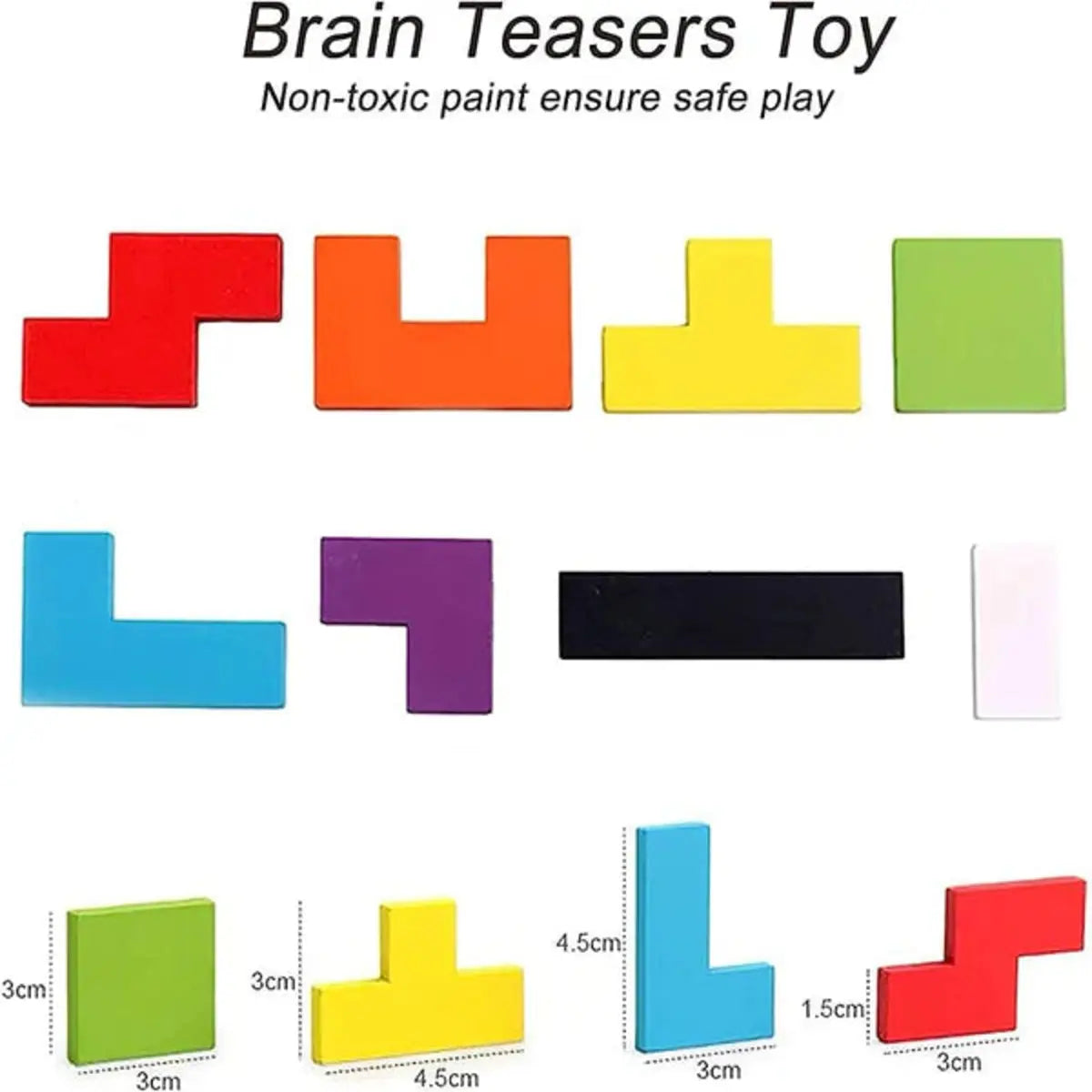 Wooden Intelligence 40-piece Russian puzzle blocks with colorful geometric pieces