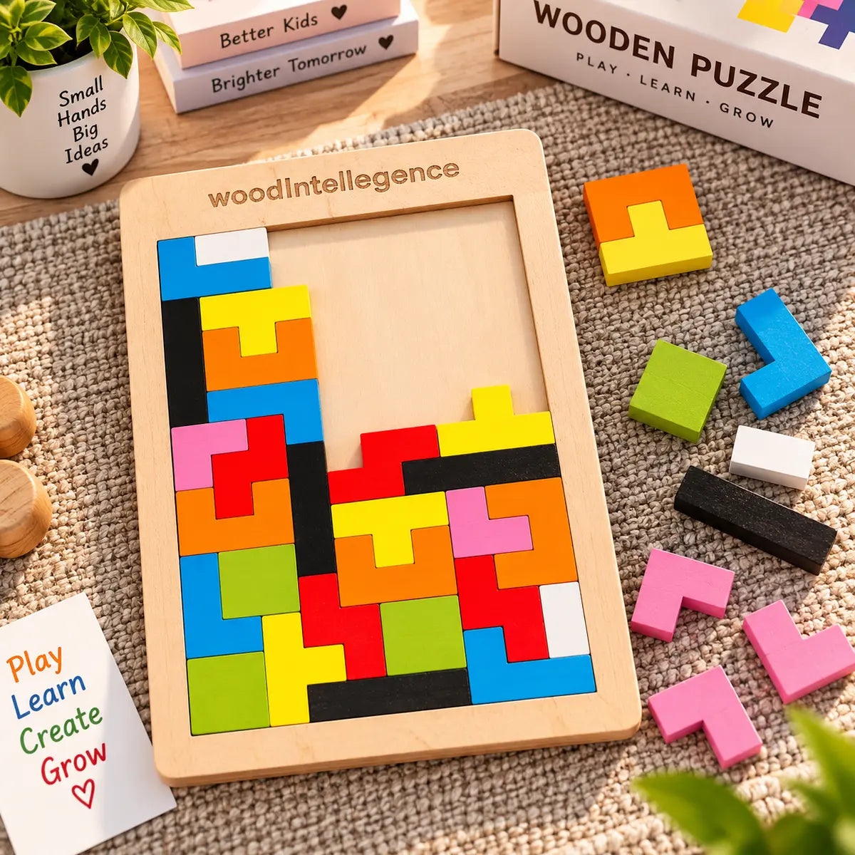Wooden Intelligence 40 Pcs Russian Puzzle Blocks (XY-6214A)