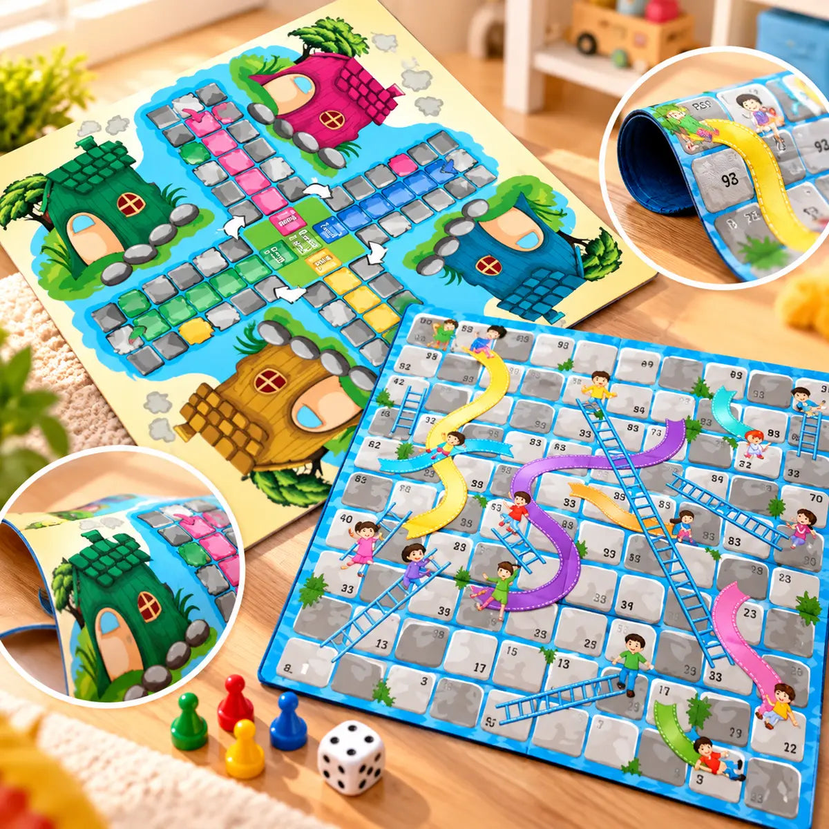 Wooden Ludo & Snakes Ladder Board Game Set for Kids & Family (Random Design | 7951)