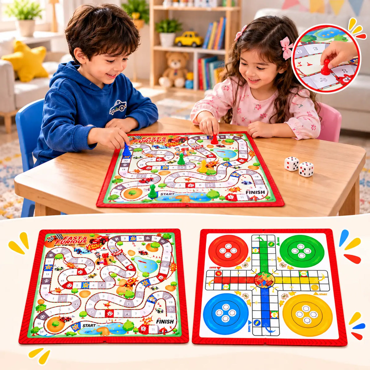 Wooden Ludo & Snakes Ladder Board Game for Kids & Family Toynix.pk