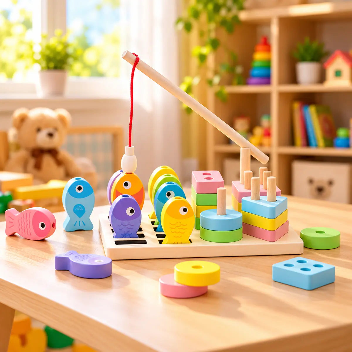 Wooden Magnetic Fishing & Shape Sorting Toy (2025-54)