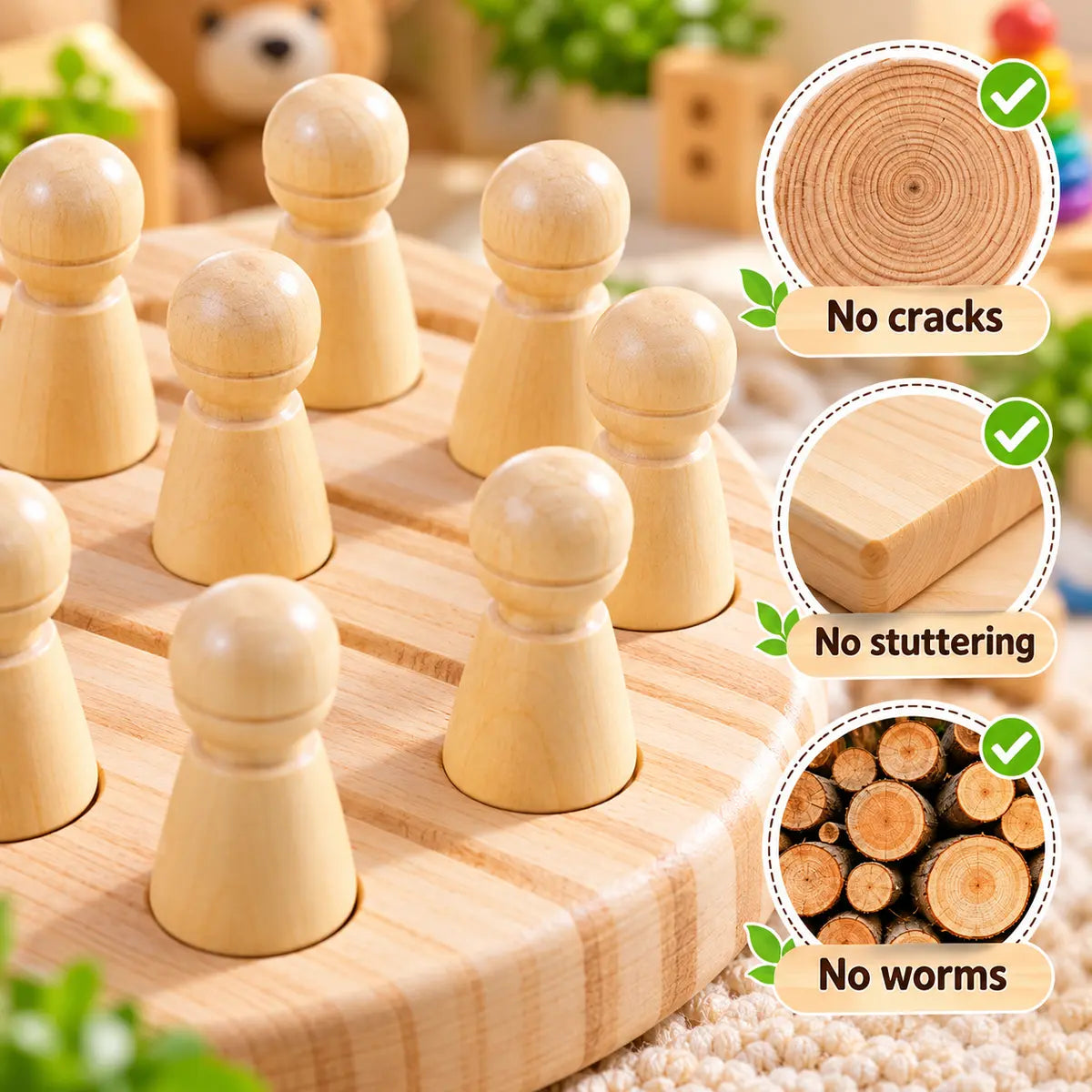 Wooden Memory Matching Chess Game for Kids