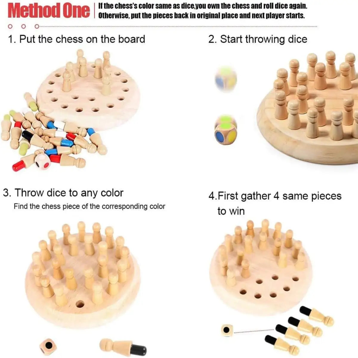 Wooden Memory Matching Chess Game for Kids