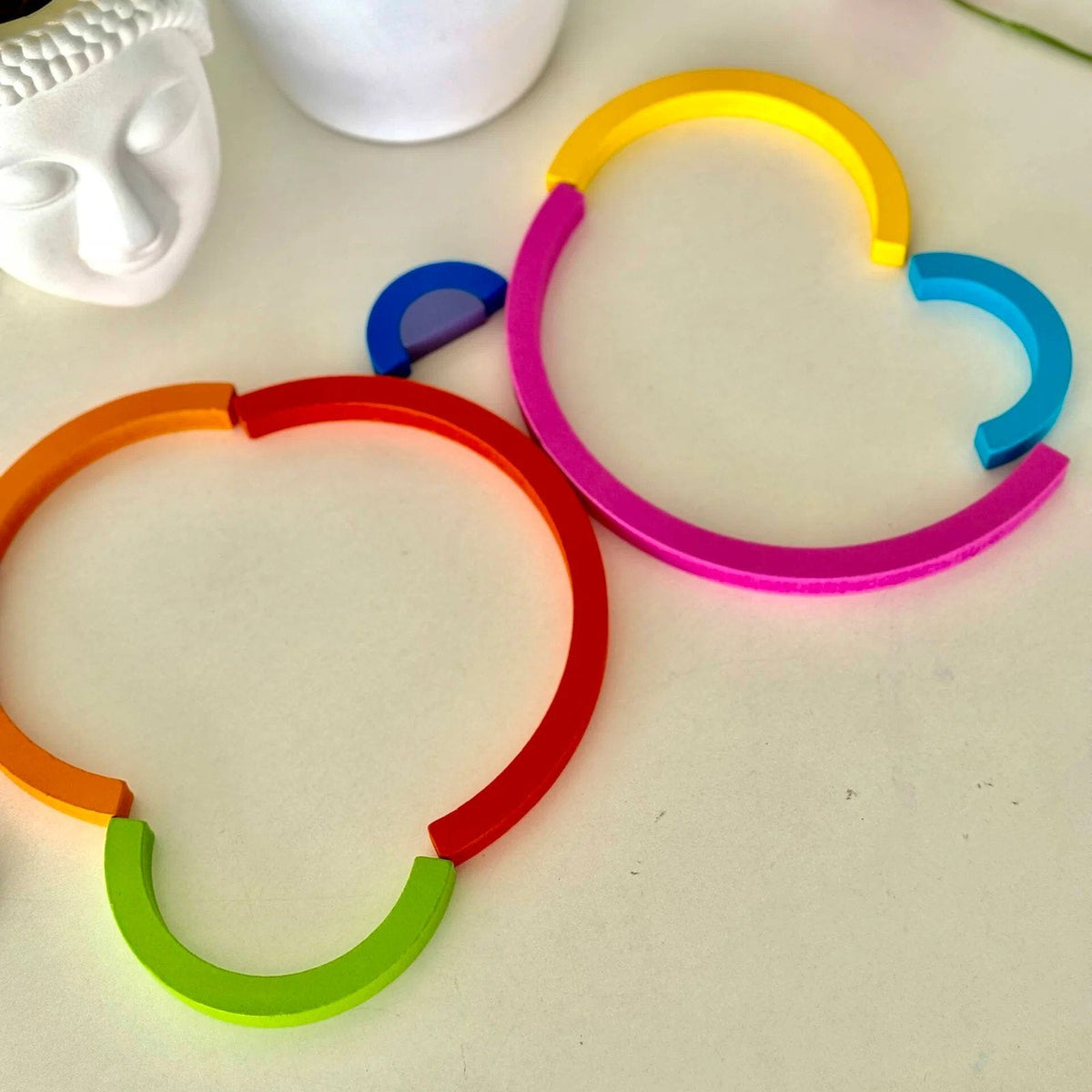 Colorful wooden rainbow building blocks and stacking toy for kids