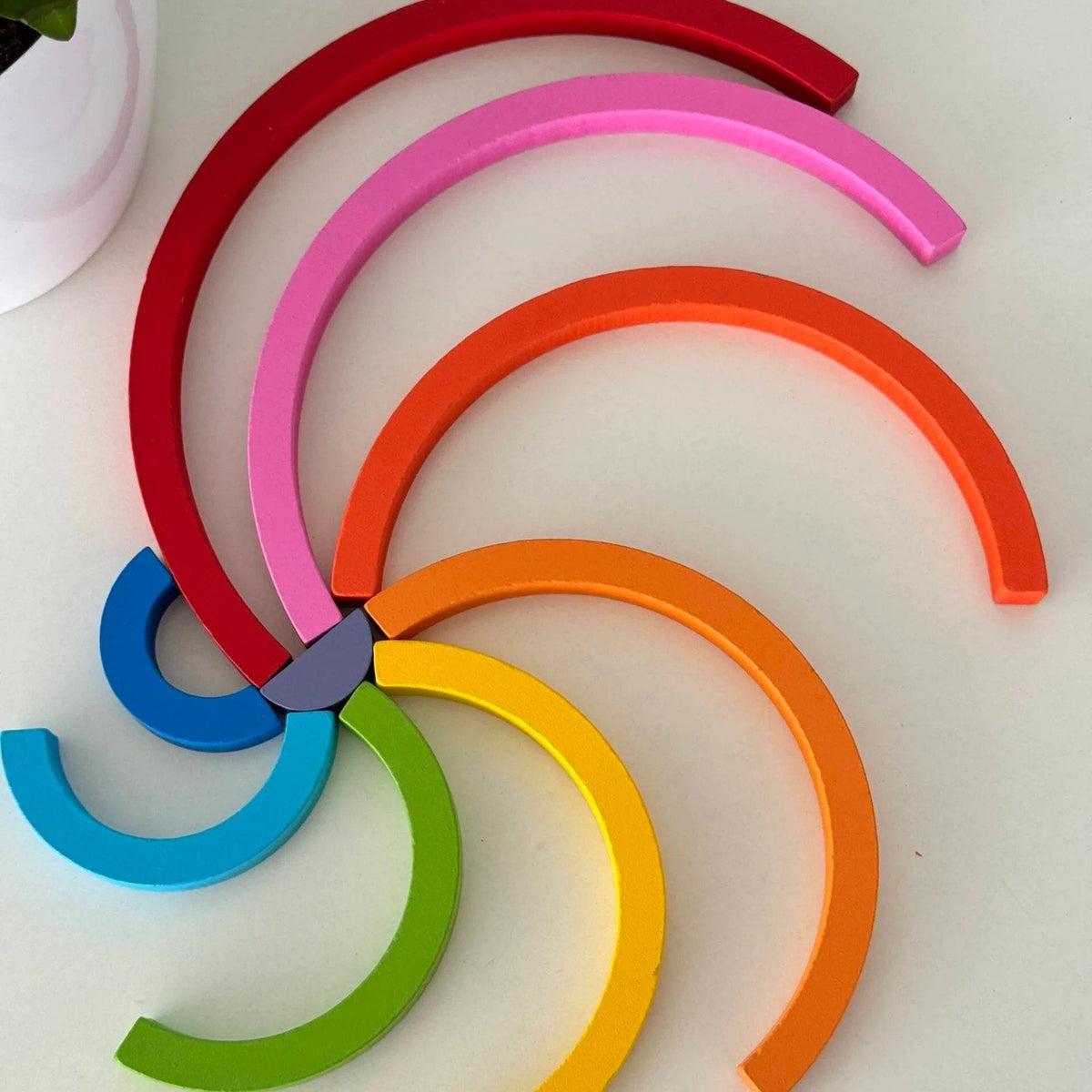 Colorful wooden rainbow building blocks and stacking toy for kids