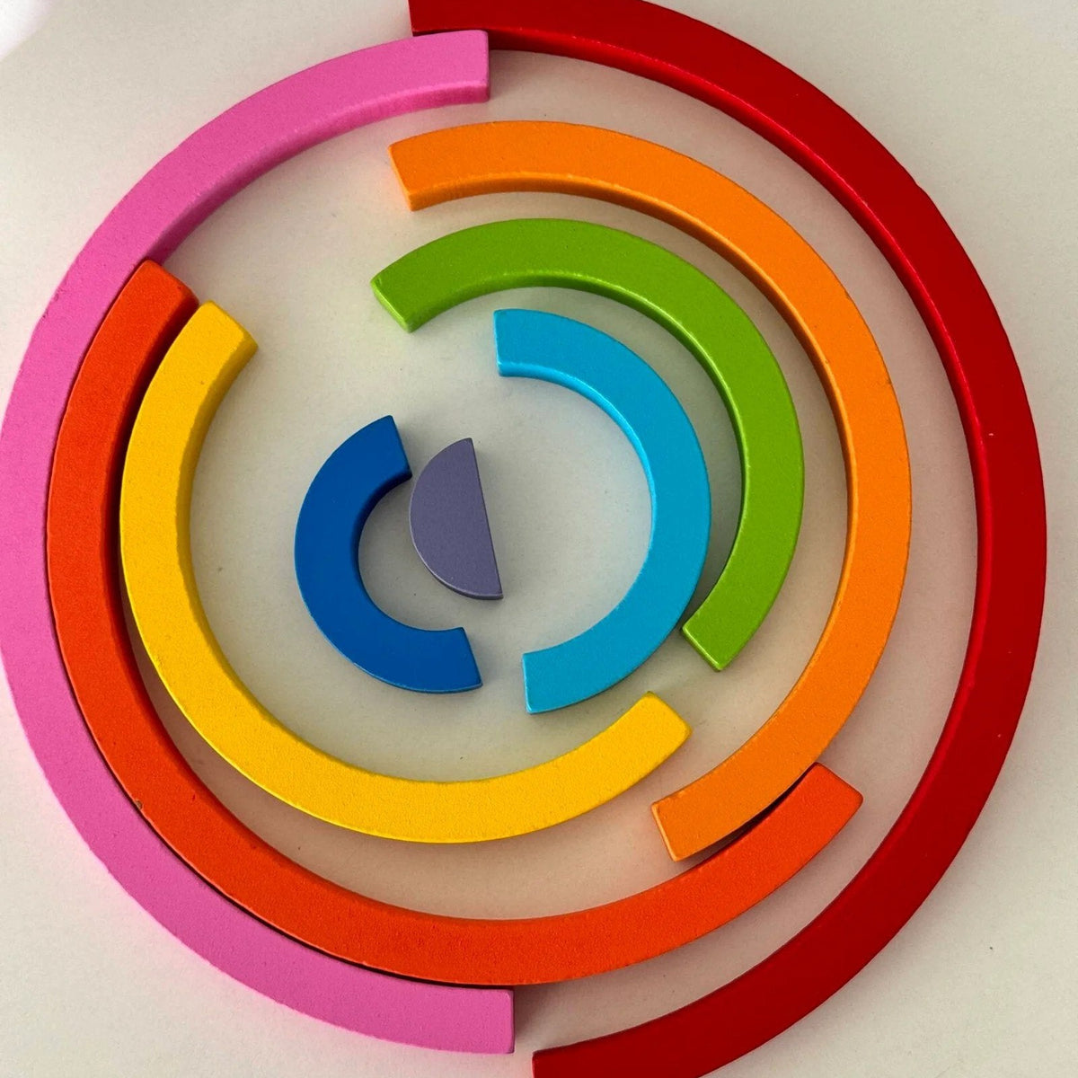 Colorful wooden rainbow building blocks and stacking toy for kids