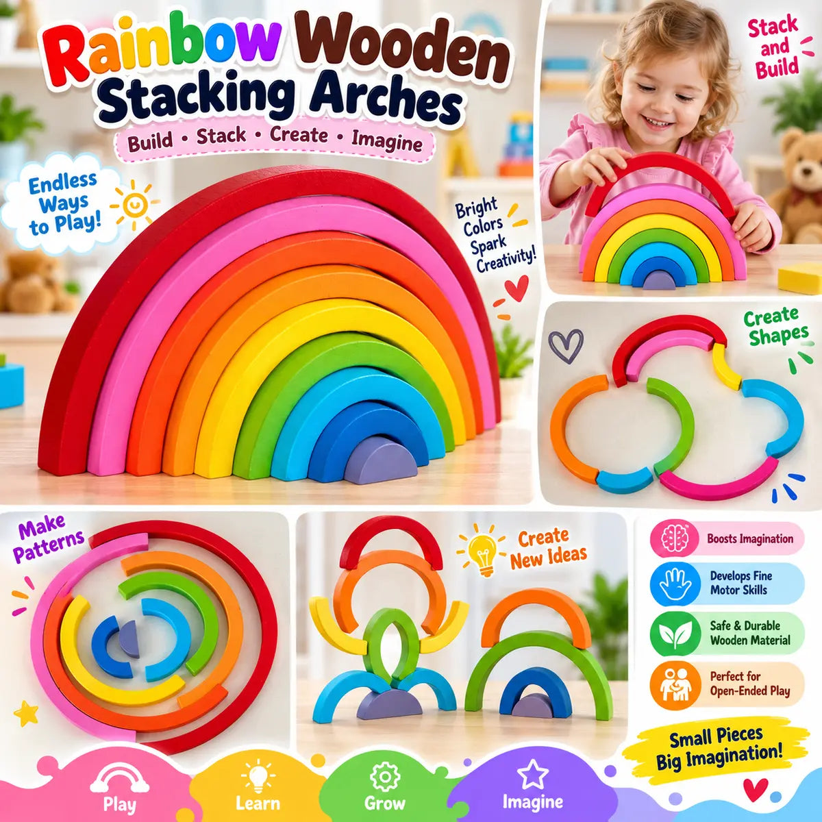 Wooden Rainbow Building Blocks | 2025-2