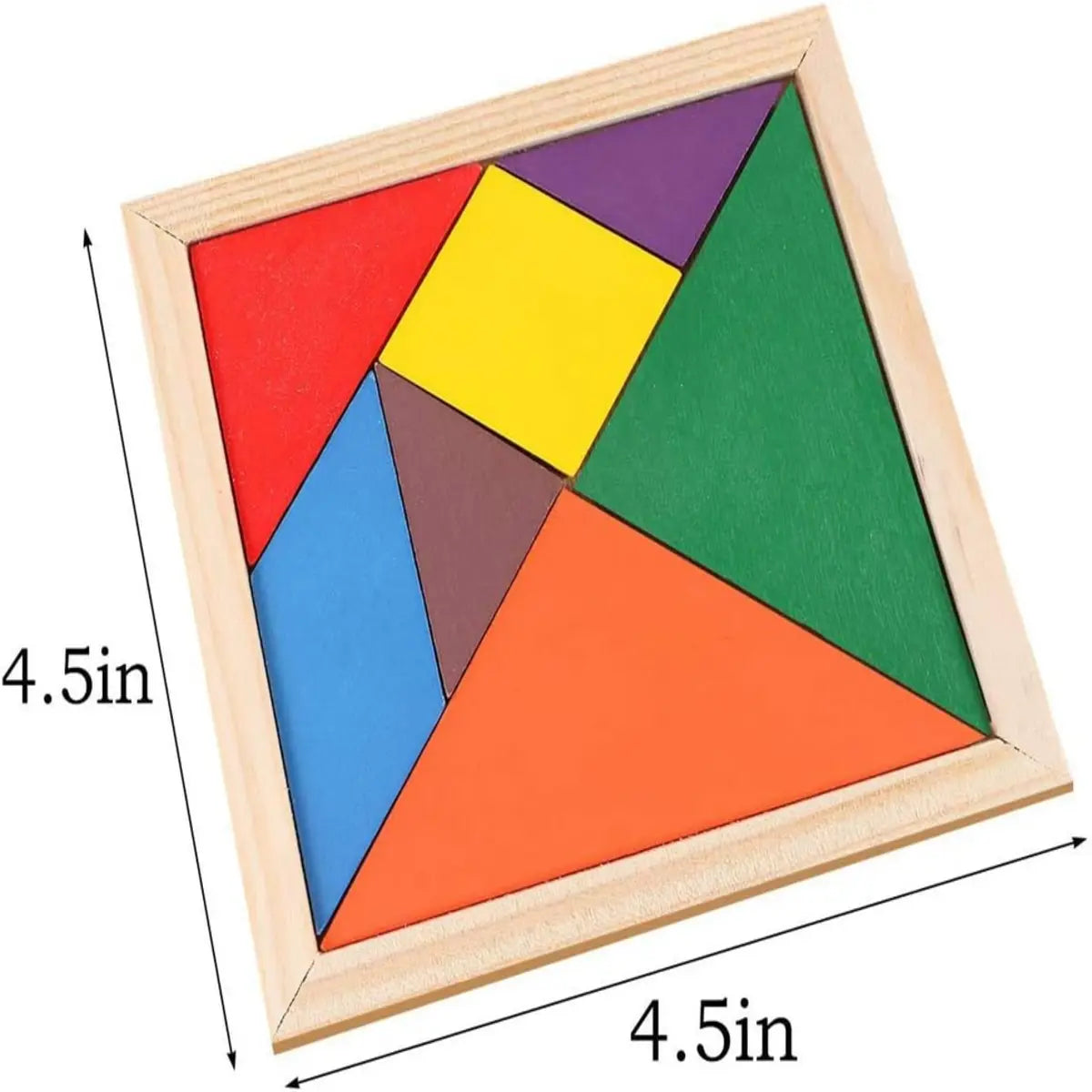 Wooden Tangram Intelligence Puzzle with Colorful Geometric Shapes for Kids