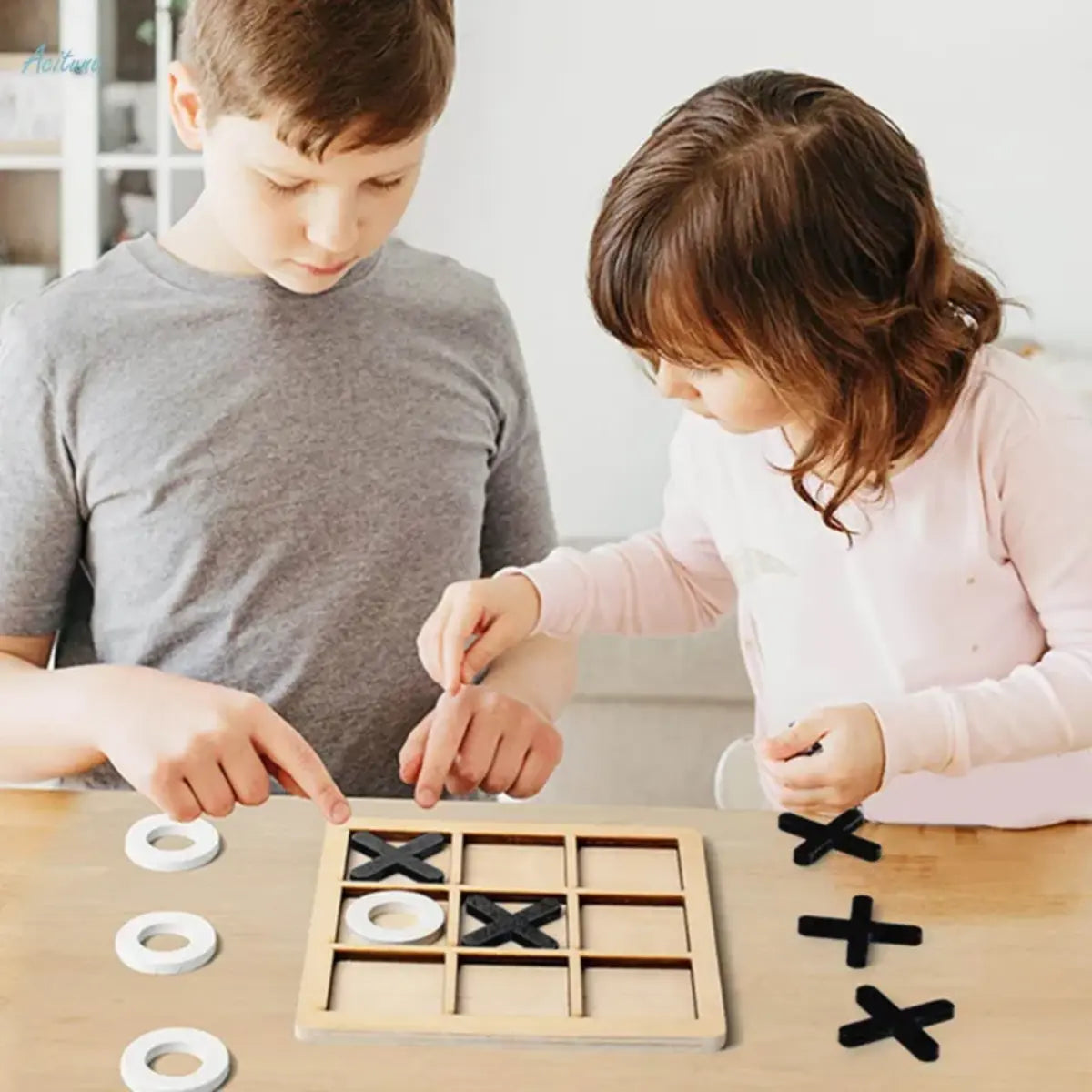 Wooden Tic-Tac-Toe Puzzle Game - Toynix.pk