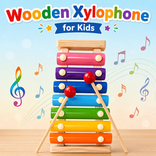 Colorful Wooden Xylophone Musical Instrument Toy for Kids