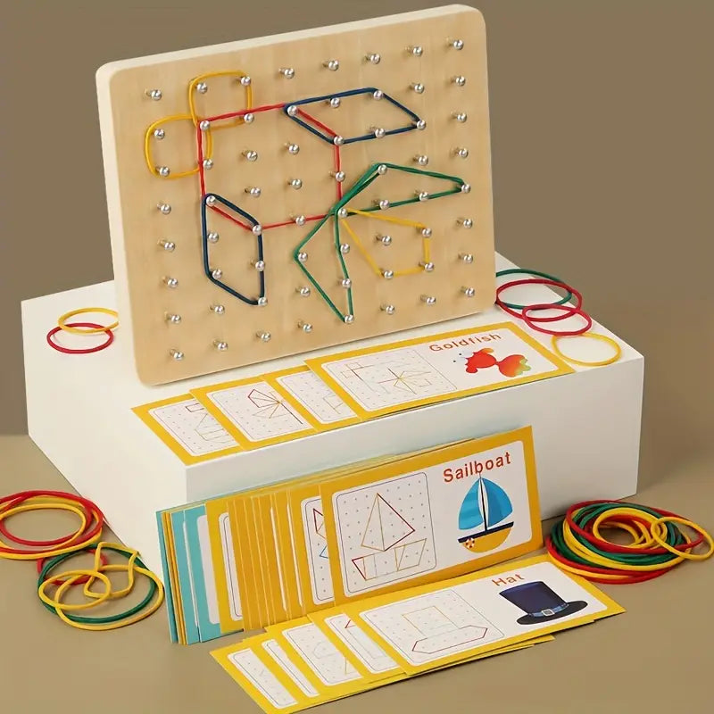 Wooden Montessori Geometry Creative Peg Board For Kids (2025-28)