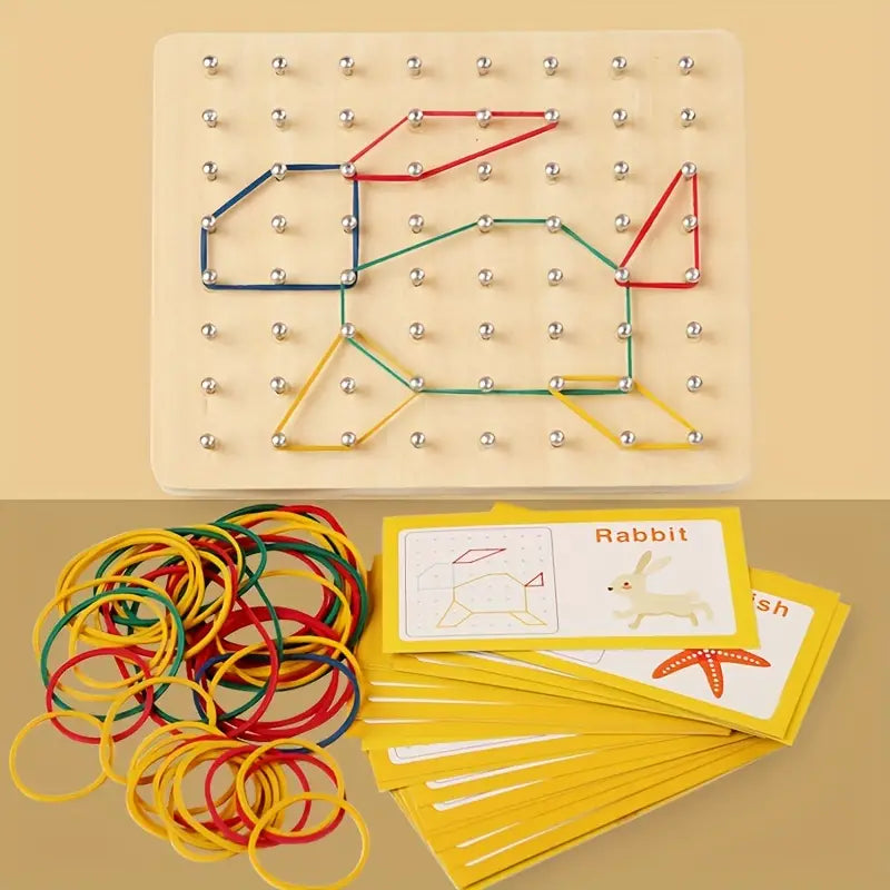 Wooden Montessori Geometry Creative Peg Board For Kids (2025-28)