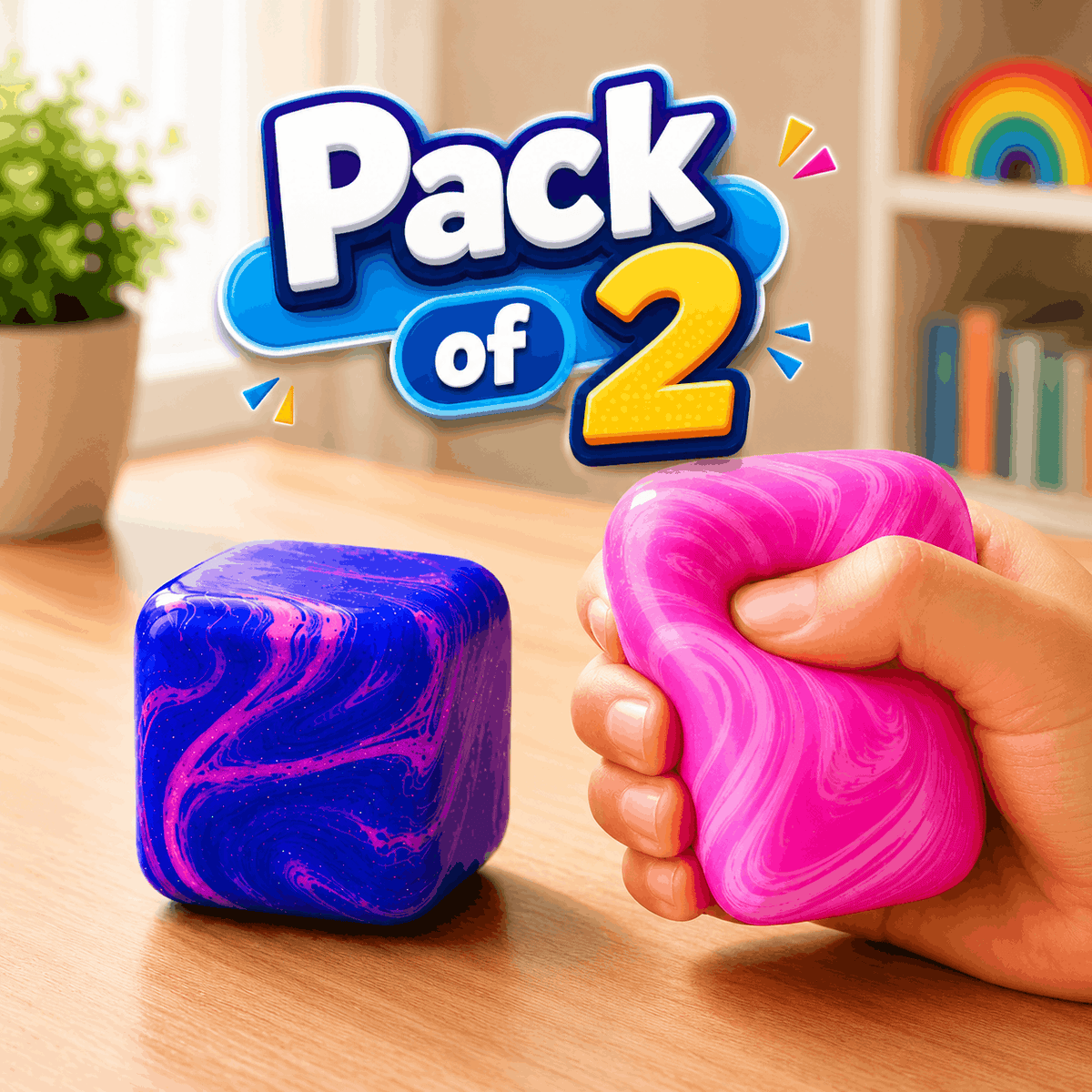 Colorful Squeeze Cube Stress Relief Fidget Toy