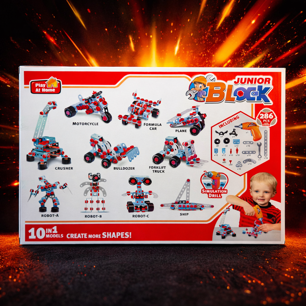 Junior Engineer Blocks With Simulation Drill For Kids (286 Pcs)