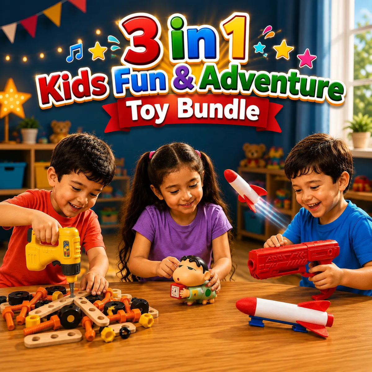 3-in-1 Kids Fun & Adventure Toy Bundle (M3069-78/FM-24/A1260)