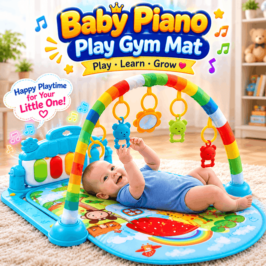 Baby Piano Play Gym Mat with Hanging Toys for Infant Tummy Time