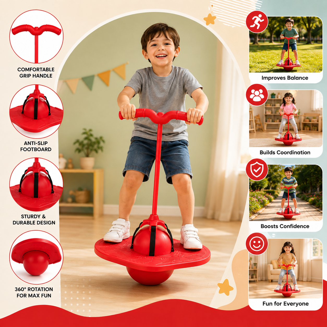 Balance Jumping Ball With Handle Bouncing and Balance Toy for Kids