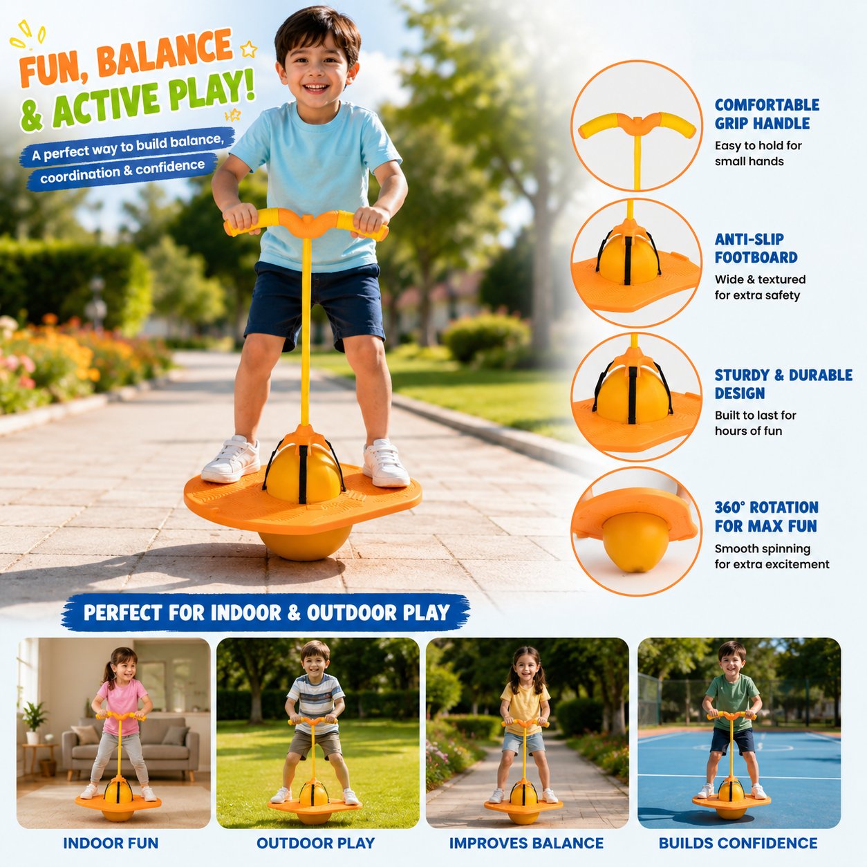 Balance Jumping Ball With Handle Bouncing and Balance Toy for Kids