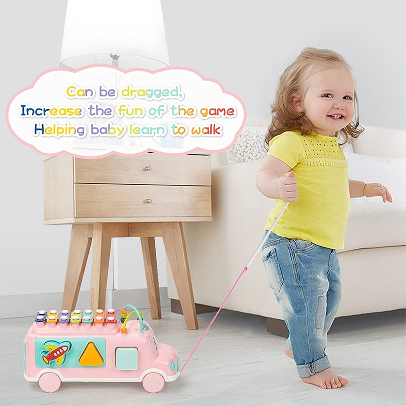3 in 1 Music Xylophone Learning Bus for Kids (Random Color)