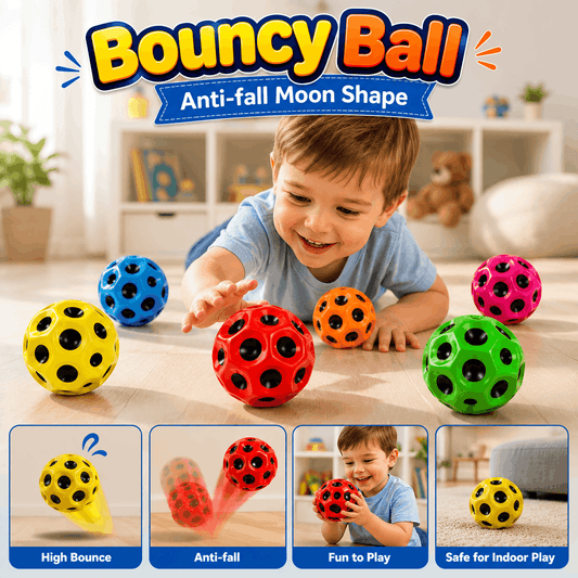 Bouncy Ball Anti-Fall Moon Shape Colorful Ball for Kids