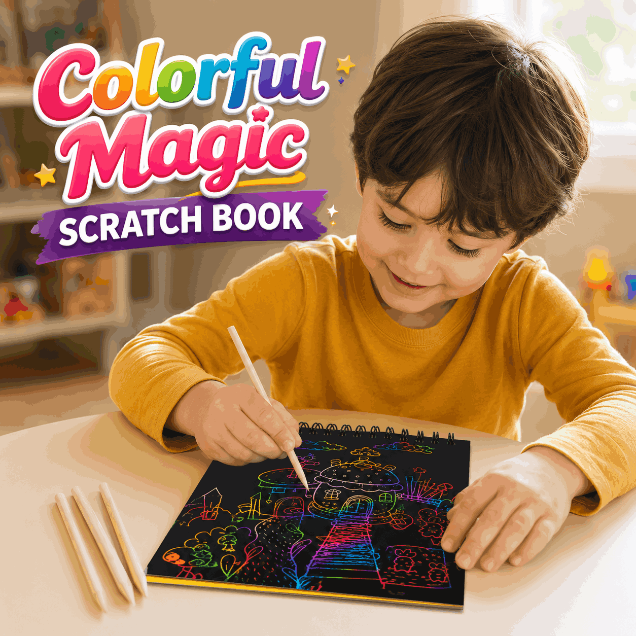 Magic Scratch Art Notebook Set for Kids - Toynix.pk
