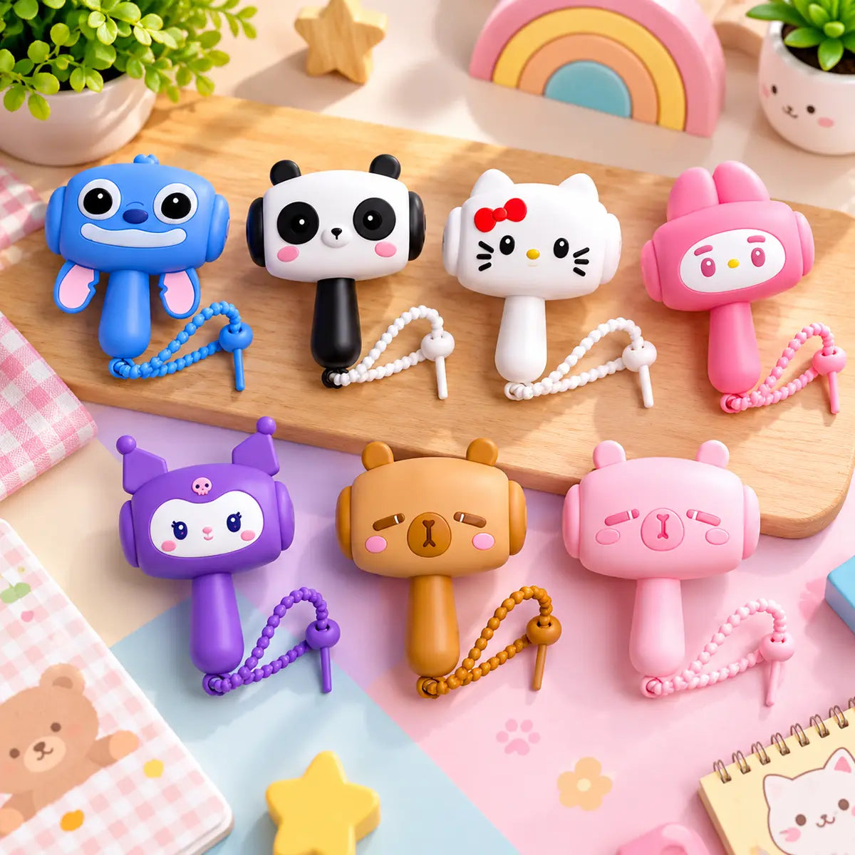 Cartoon Animal Chu Chu Hammer Musical Keychain Toy (Random Character | BBO4)