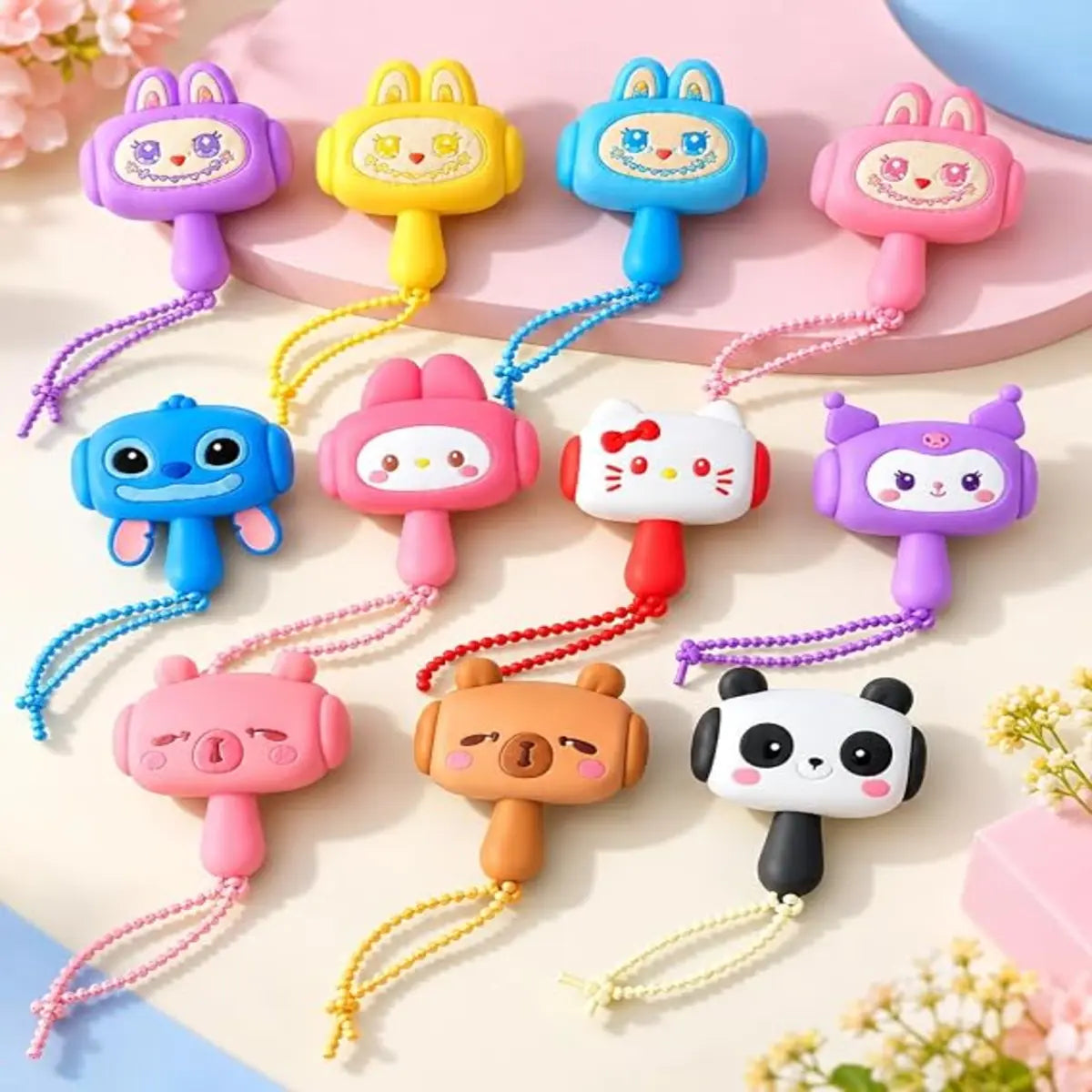 Cartoon Animal Chu Chu Hammer Musical Keychain Toy (Random Character | BBO4)