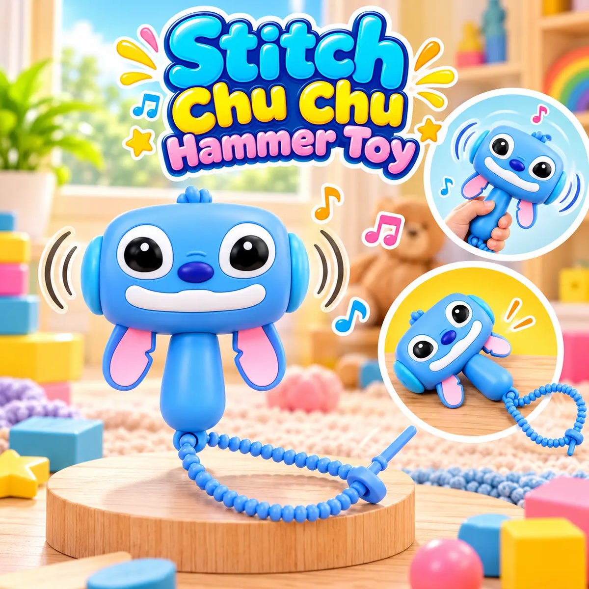 Cartoon Animal Chu Chu Hammer Musical Keychain Toy (Random Character | BBO4)
