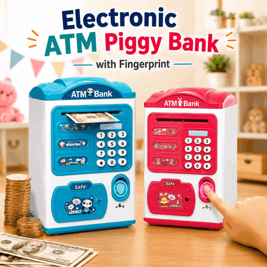 Electronic ATM Piggy Bank with Fingerprint and Keypad for Kids