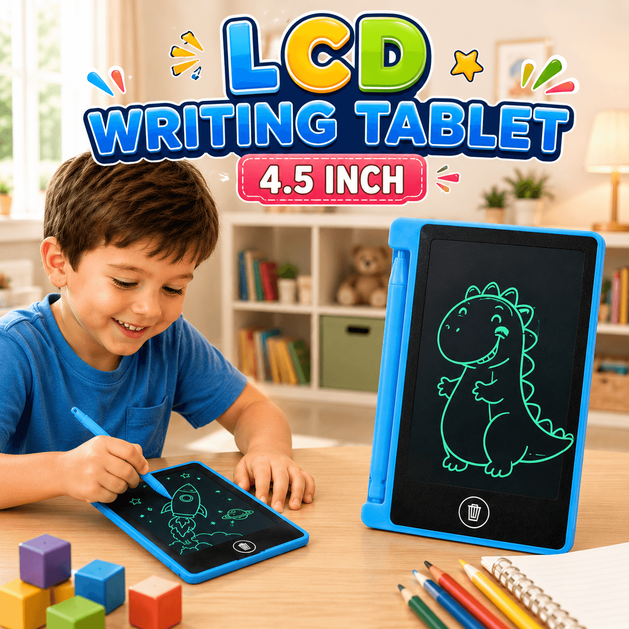 4.5 inch LCD Multicolor Writing Tablet for Kids