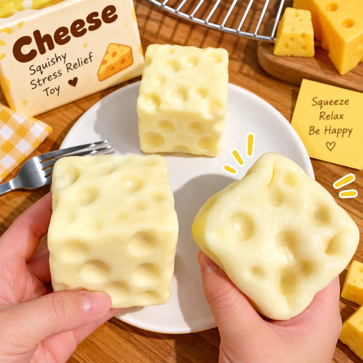 Cheese Cube Squishy Stress Relief Toy