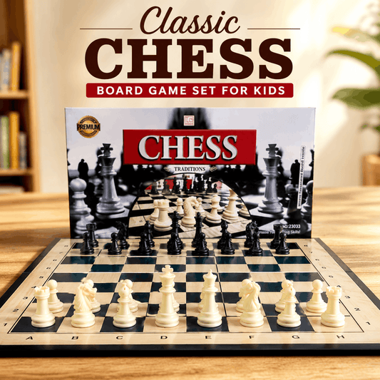 Classic Chess Board Game Set for Kids with 18 Inch Laminated Board and 32 Pieces