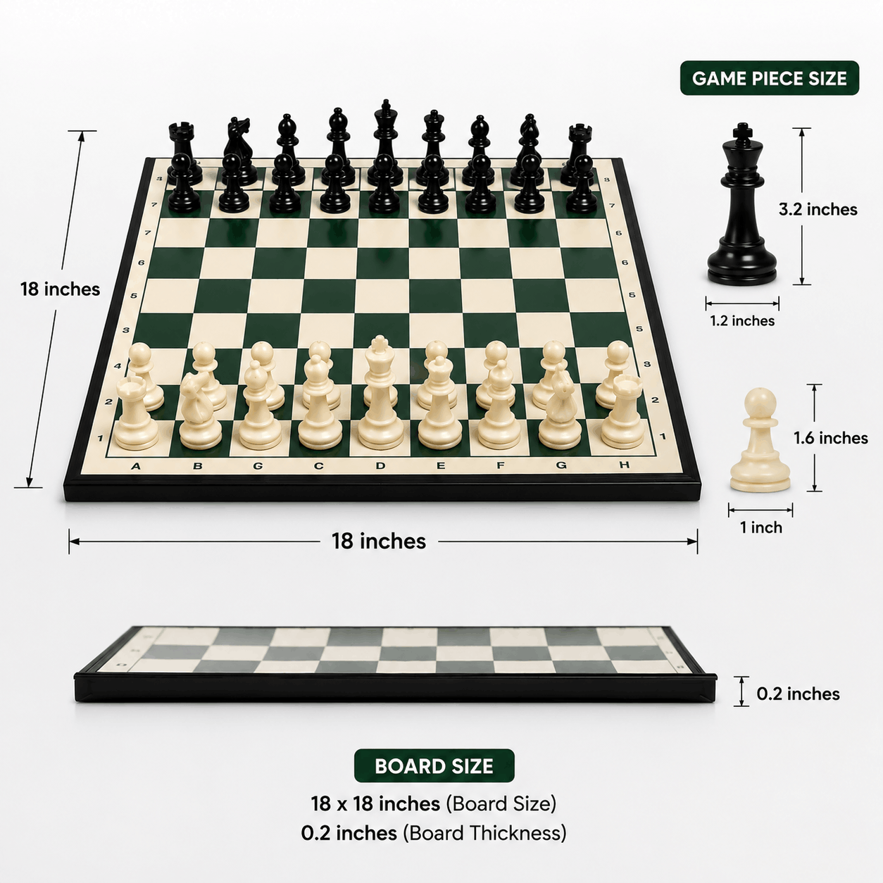 Classic Chess Board Game Set for Kids with 18 Inch Laminated Board and 32 Pieces