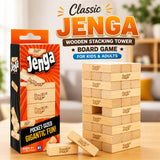 Classic Jenga Wooden Stacking Tower Board Game for Kids & Adults