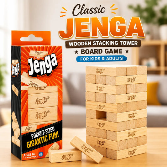 Classic Jenga Wooden Stacking Tower Board Game for Kids & Adults