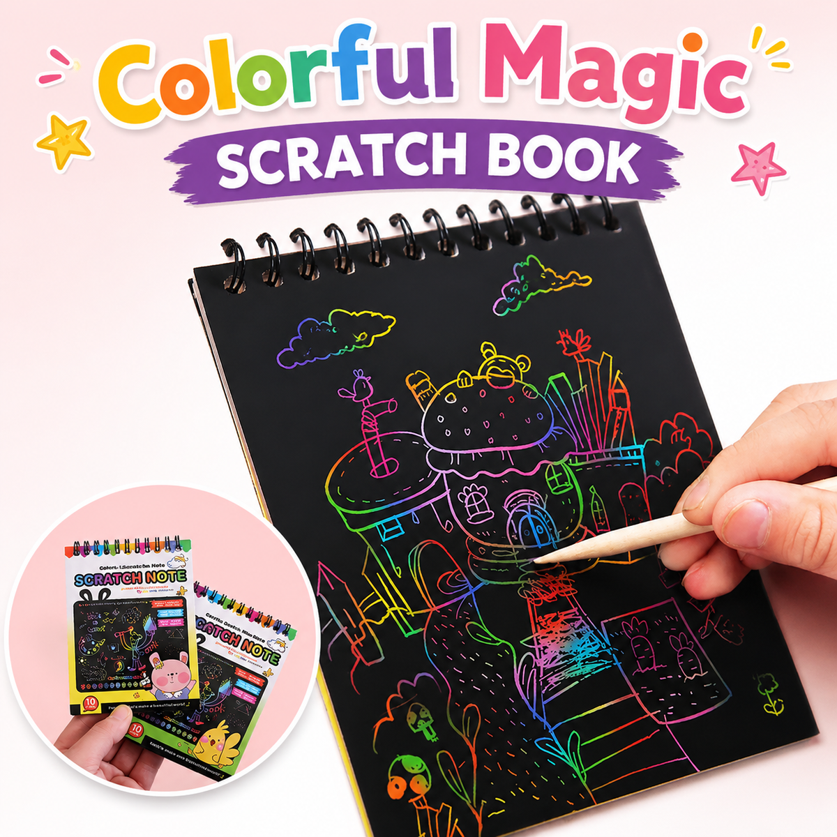 Magic Scratch Art Notebook Set for Kids - Toynix.pk