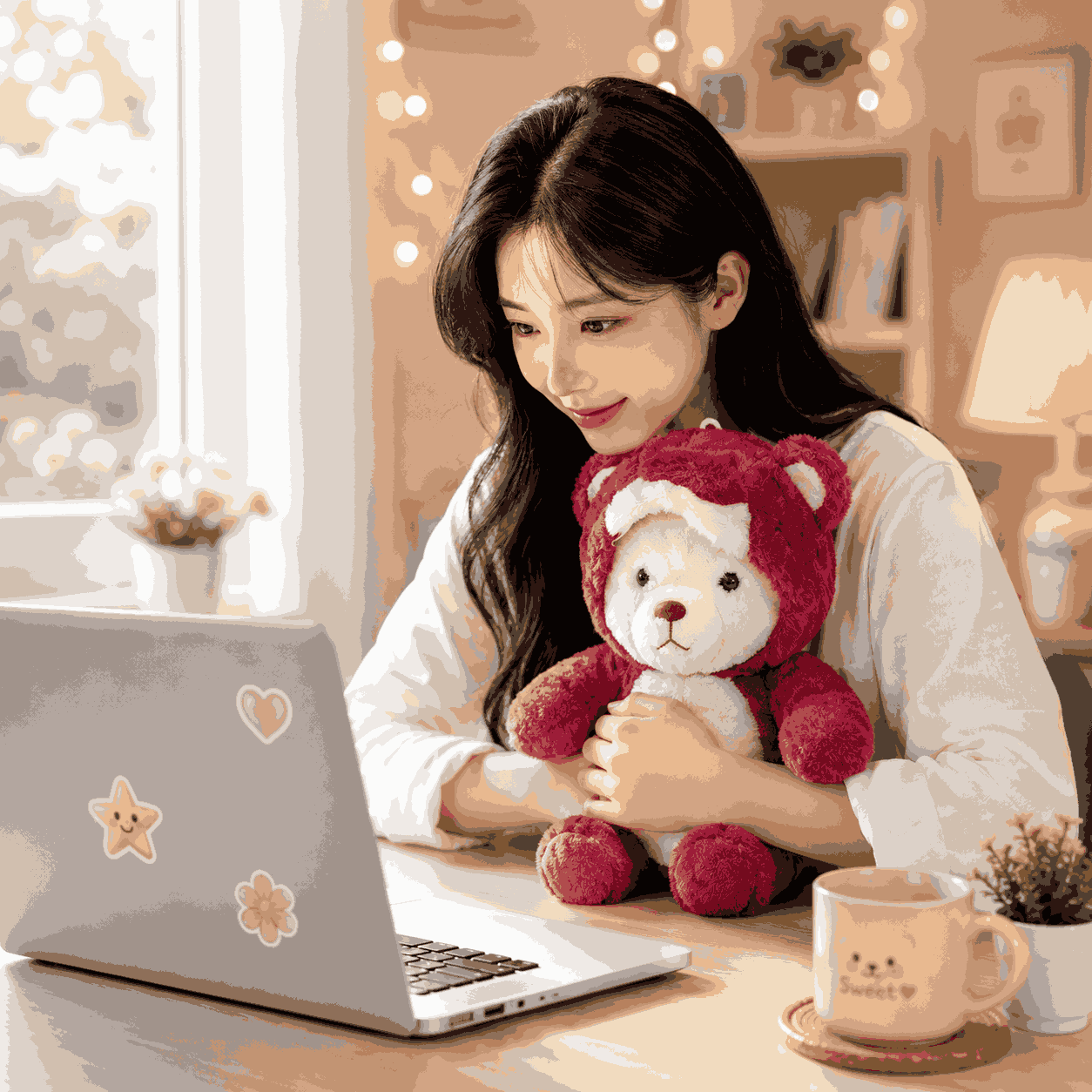 Cute Hoodie Bear Plush Toy Soft Cuddly Stuffed Toy for Kids