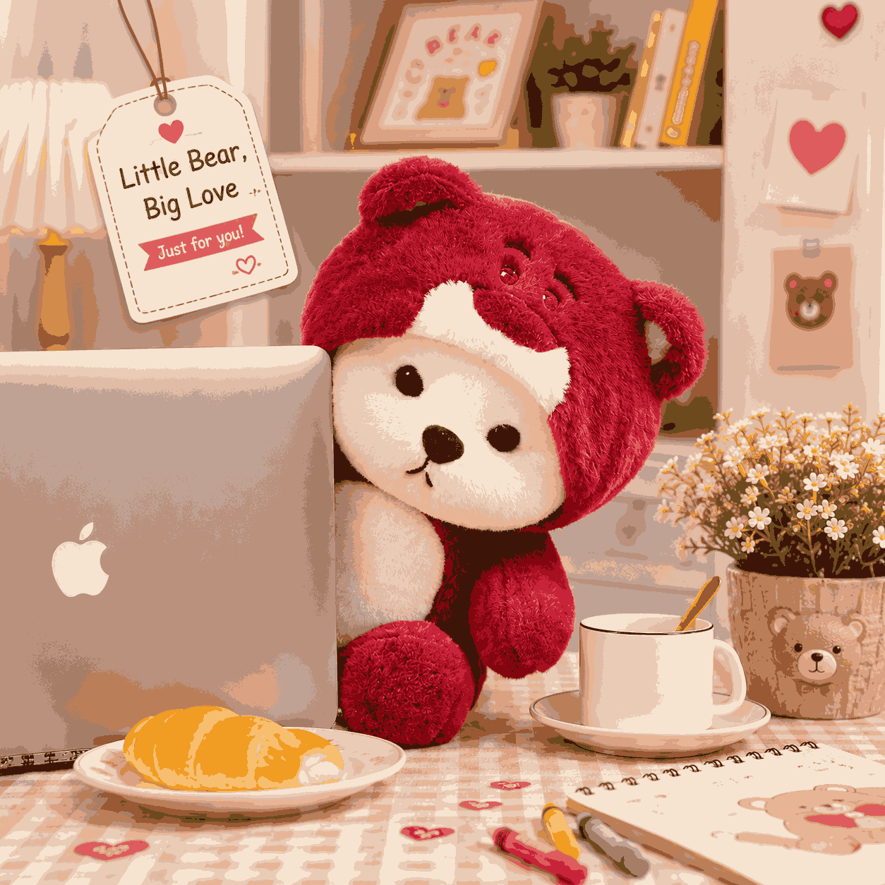 Cute Hoodie Bear Plush Toy Soft Cuddly Stuffed Toy for Kids