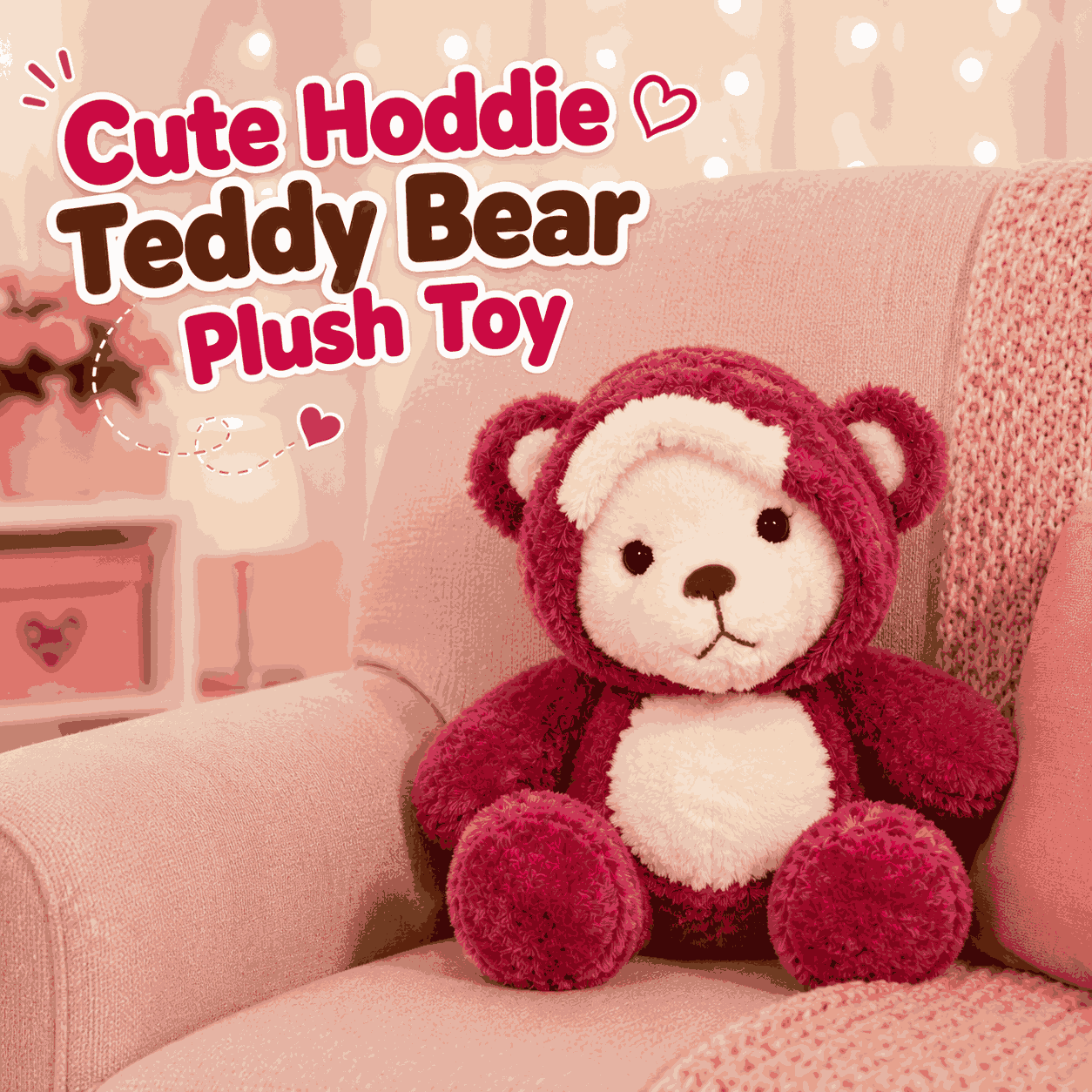 Cute Hoodie Bear Plush Toy Soft Cuddly Stuffed Toy for Kids