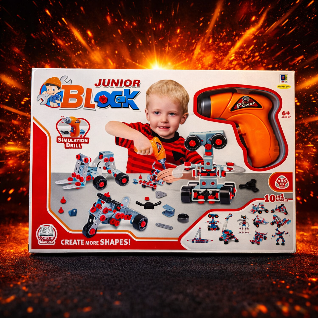 Junior Engineer Blocks With Simulation Drill For Kids (286 Pcs)