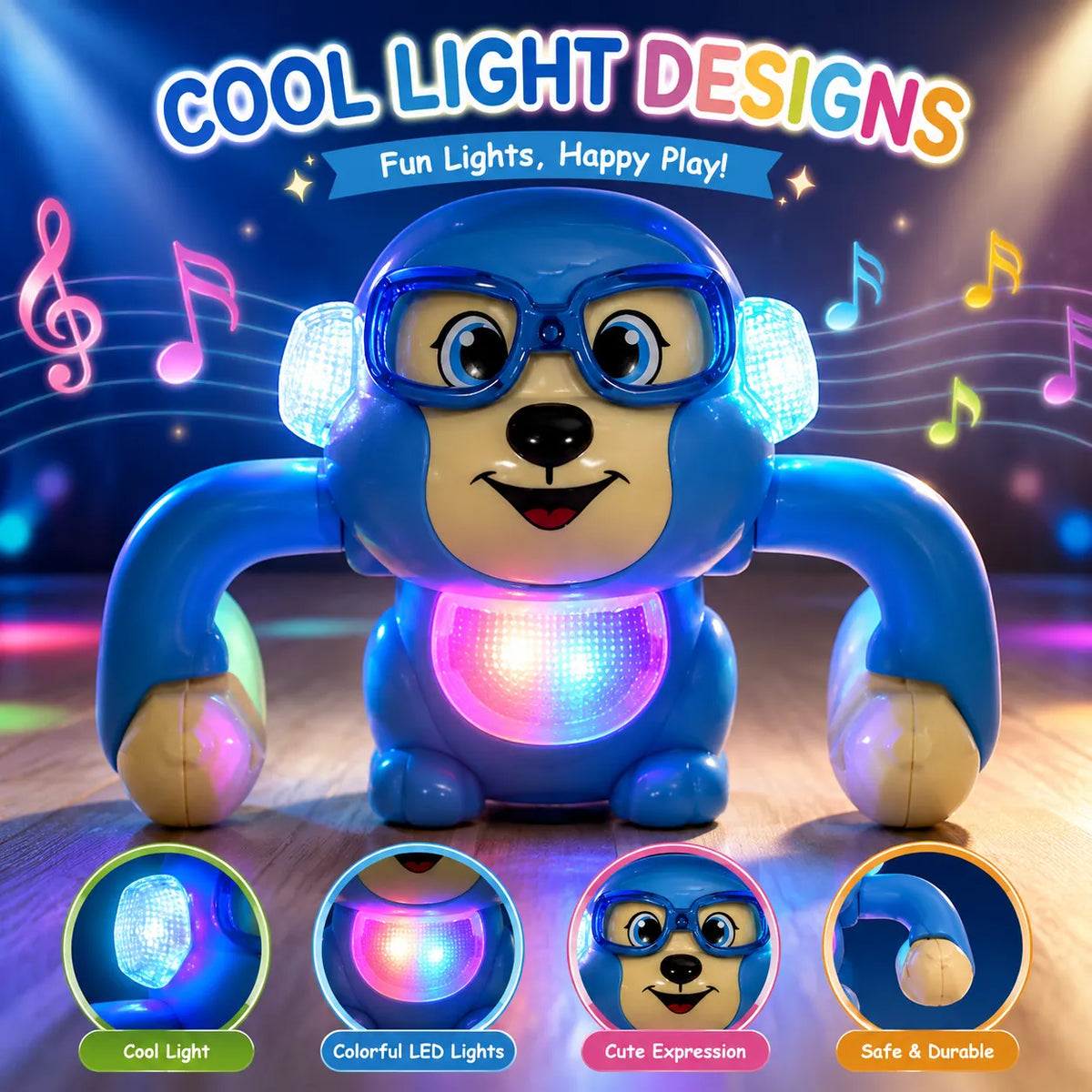 Dancing Monkey Toy with Headphones & Glasses (116-1)