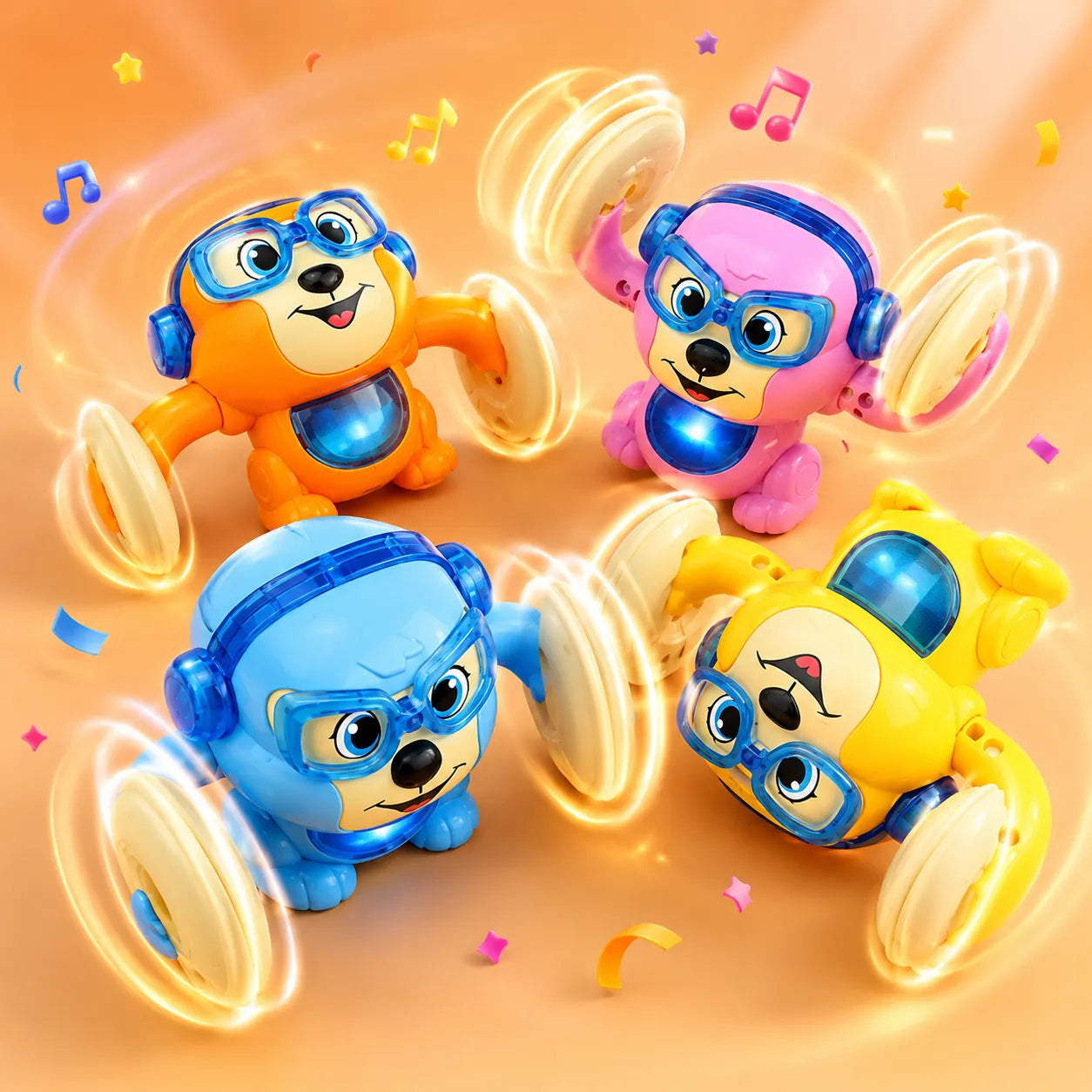 Dancing Monkey Toy with Headphones Glasses and Colorful LED Lights for Kids