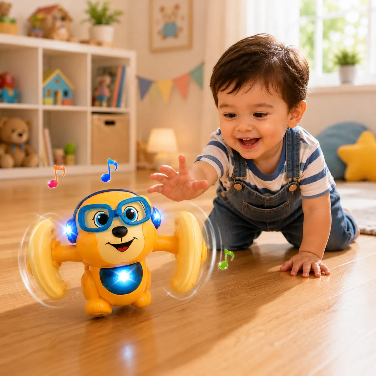 Dancing Monkey Toy with Headphones Glasses and Colorful LED Lights for Kids